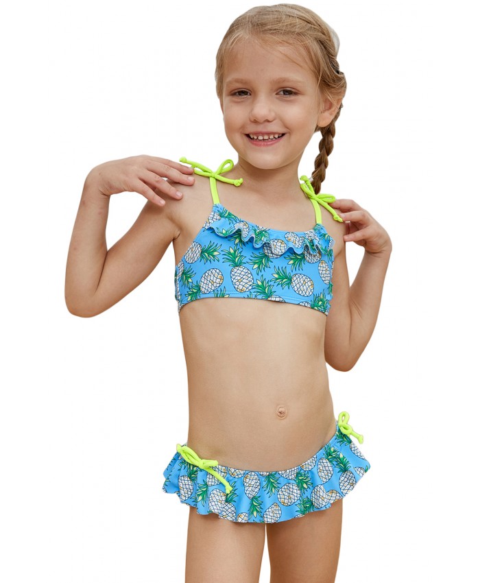Pineapple Print Little Girls Bikini with Shoulder Straps